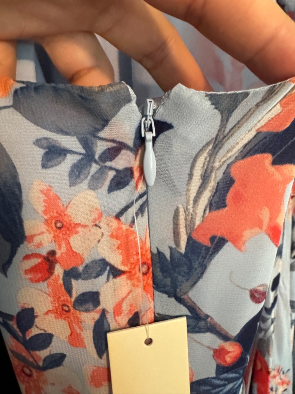 Eliza J Size 14 Floral Halter Maxi Dress in Coral, Light Blue & Navy - Picture 5 of 9